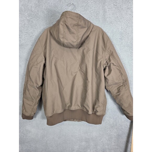 Carhartt Jacket Mens Large Brown Hooded Canvas Quick Duck Full Zip Workwear Coat - Picture 11 of 15